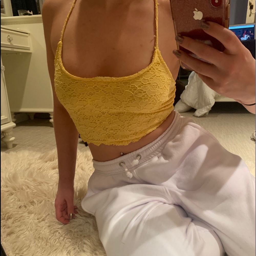 Comfy cute yellow homemade crop top